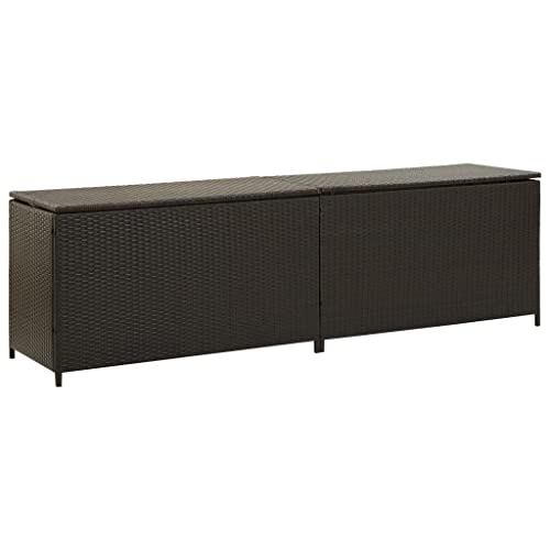 homiuse Gartenbox 200x50x60 cm Poly Rattan Braun Aufbewahrungsbox Auflagenbox Aufbewahrungstruhe Gartentruhe Kissenbox Garten Wasserdicht Kissenbox Outdoor Wasserdicht Rattan Box Gartenbox Klein von homiuse