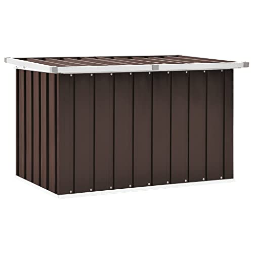 homiuse Gartenbox Braun 109 x 67 x 65 cm Auflagenbox Aufbewahrungsbox Aufbewahrungstruhe Gartentruhe Garten Wasserdicht Kissenbox Outdoor Wasserdicht Gartenbox Klein Verzinkter Stahl Klappdeckel von homiuse