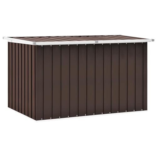 homiuse Gartenbox Braun 149 x 99 x 93 cm Auflagenbox Aufbewahrungsbox Aufbewahrungstruhe Gartentruhe Garten Wasserdicht Kissenbox Outdoor Wasserdicht Gartenbox Klein Verzinkter Stahl Klappdeckel von homiuse