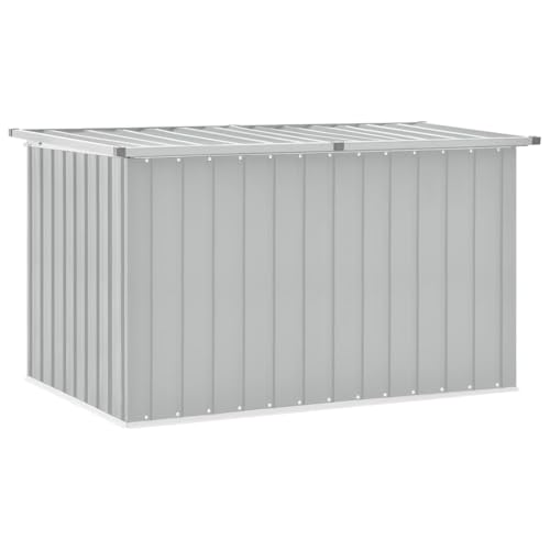 homiuse Gartenbox Grau 149 x 99 x 93 cm Auflagenbox Aufbewahrungsbox Aufbewahrungstruhe Gartentruhe Garten Wasserdicht Kissenbox Outdoor Wasserdicht Gartenbox Klein Verzinkter Stahl Klappdeckel von homiuse