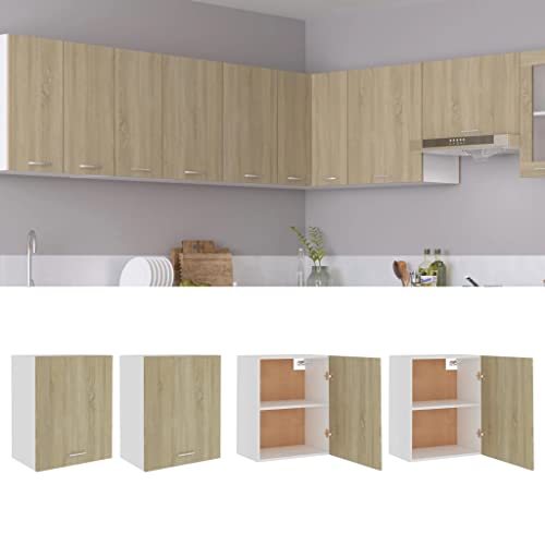 homiuse Hängeschränke 2 STK. Sonoma-Eiche 50x31x60 cm Holz KüChenschrank HäNgeschrank KüChe Vorratsschrank Schrank Klein Apothekerschrank KüChenschräNke Haushaltsschrank Wandschrank HäNgend Regales von homiuse