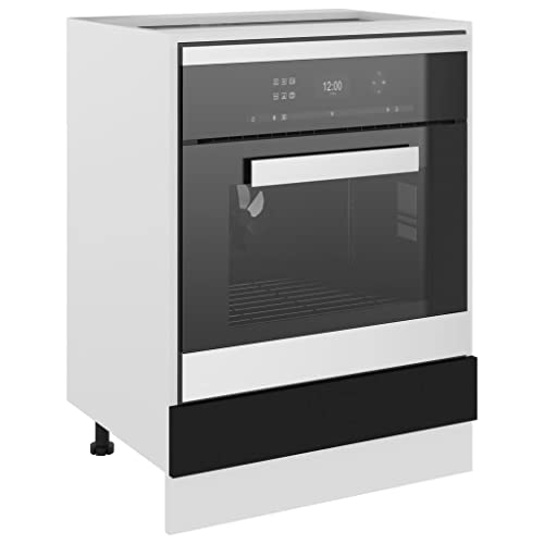 homiuse Herdumbauschrank Schwarz 60x46x81,5 cm Holz Küchenschrank Kitchen Cabinet Kleine Küchenschränke Einzeln Ofenschrank GeschirrspüLer Schrank 1 Regal Ohne Arbeitsplatte von homiuse
