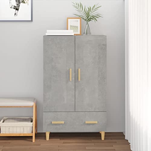 homiuse Highboard Betongrau 70x31x115 cm Holzwerkstoff Wohnzimmerschrank Esszimmermöbel Beistellschrank Vorratsschrank Haushaltsschrank mit 2 Fächern und 1 Schublade Staubfreies Design von homiuse