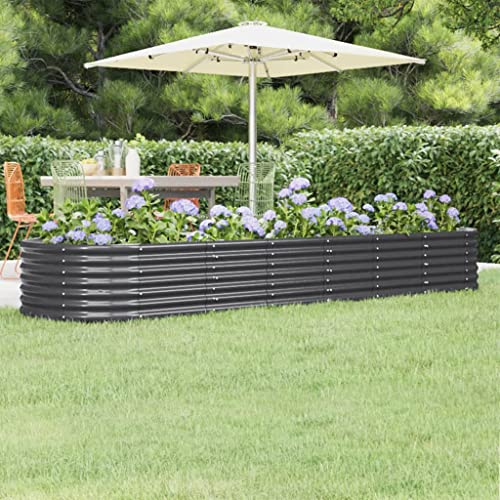 homiuse Pflanzkübel Pulverbeschichteter Stahl 296x80x36 cm Anthrazit Hochbeet Metall PflanzküBel Hochbeete PflanzküBel Groß AußEn Plant Box PflanzküBel Hoch von homiuse