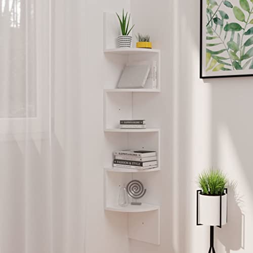 homiuse Schweberegal für Wohnzimmer Hochglanz-Weiß 19x19x123 cm Holzwerkstoff Wandregale Arbeitszimmer Dekoratives Accessoire Regal zur Präsentation Bücher Hängeregal Elegante Wand-Eckregal von homiuse
