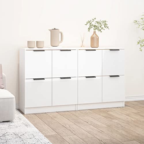 homiuse Sideboard aus Holz 2 STK. Beistellschrank Multifunktionale Möbel für Wohnzimmer Schlafzimmer Büro oder Flur Minimalistischen Design Hochglanz-Weiß 60x30x70 cm homiuse Sideboard aus Holz 2 STK. Beistellschrank Multifunktionale Möbel für Wohnzimmer Schlafzimmer Büro oder Flur Minimalistischen Design Hochglanz-Weiß 60x30x70 cm von homiuse