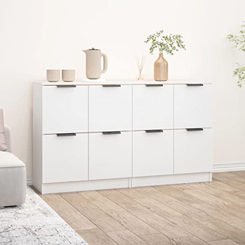 homiuse Sideboard aus Holz 2 STK. Beistellschrank Multifunktionale Möbel für Wohnzimmer Schlafzimmer Büro oder Flur Minimalistischen Design Weiß 60x30x70 cm von homiuse