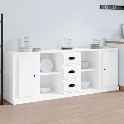 homiuse Sideboard aus Holz 3 STK. Beistellschrank Multifunktionale Möbel für Wohnzimmer Schlafzimmer Büro oder Flur Minimalistischen Design Weiß 174,5x35,5x67,5 cm homiuse Sideboard aus Holz 3 STK. Beistellschrank Multifunktionale Möbel für Wohnzimmer Schlafzimmer Büro oder Flur Minimalistischen Design Weiß 174,5x35,5x67,5 cm von homiuse