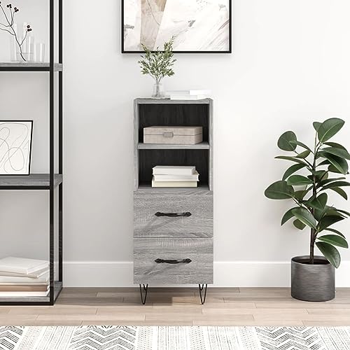 homiuse Sideboard aus Holz Beistellschrank Multifunktionale Möbel für Schlafzimmer Wohnzimmer Büro oder Flur Minimalistischen Design Grau Sonoma 34,5x34x90 cm von homiuse