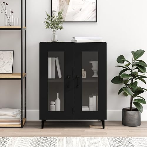 homiuse Sideboard aus Holz Beistellschrank Multifunktionale Möbel für Schlafzimmer Wohnzimmer Büro oder Flur Minimalistischen Design Schwarz 69,5x34x90 cm von homiuse