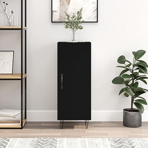 homiuse Sideboard aus Holz Beistellschrank Multifunktionale Möbel für Wohnzimmer Büro oder Flur Minimalistischen Design Schwarz 34,5x34x90 cm von homiuse