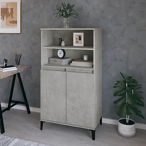 homiuse Sideboard aus Holz Beistellschrank Multifunktionale Möbel für Wohnzimmer Schlafzimmer Büro oder Flur Minimalistischen Design Betongrau 60x36x110 cm von homiuse