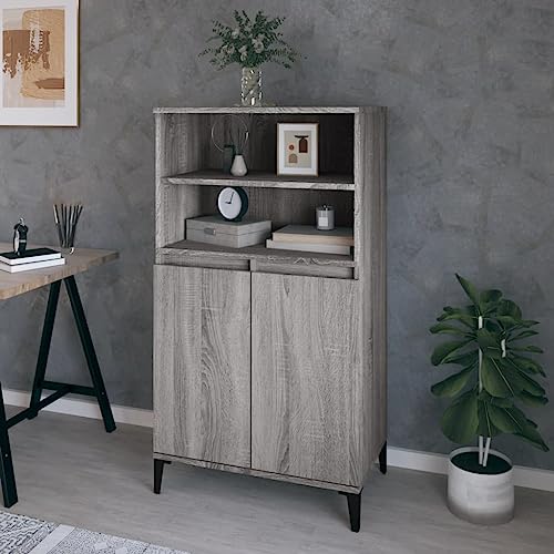 homiuse Sideboard aus Holz Beistellschrank Multifunktionale Möbel für Wohnzimmer Schlafzimmer Büro oder Flur Minimalistischen Design Grau Sonoma 60x36x110 cm von homiuse