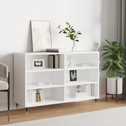 homiuse Sideboard aus Holz Beistellschrank Multifunktionale Möbel für Wohnzimmer Schlafzimmer Büro oder Flur Minimalistischen Design Hochglanz-Weiß 103,5x35x70 cm homiuse Sideboard aus Holz Beistellschrank Multifunktionale Möbel für Wohnzimmer Schlafzimmer Büro oder Flur Minimalistischen Design Hochglanz-Weiß 103,5x35x70 cm von homiuse