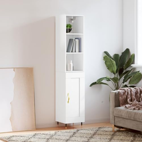 homiuse Sideboard aus Holz Beistellschrank Multifunktionale Möbel für Wohnzimmer Schlafzimmer Büro oder Flur Minimalistischen Design Hochglanz-Weiß 34,5x34x180 cm homiuse Sideboard aus Holz Beistellschrank Multifunktionale Möbel für Wohnzimmer Schlafzimmer Büro oder Flur Minimalistischen Design Hochglanz-Weiß 34,5x34x180 cm von homiuse