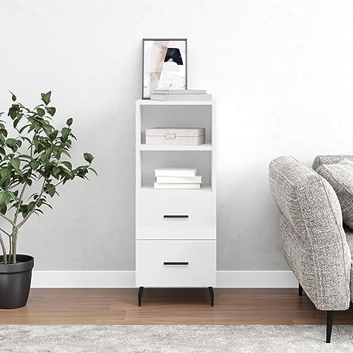homiuse Sideboard aus Holz Beistellschrank Multifunktionale Möbel für Wohnzimmer Schlafzimmer Büro oder Flur Minimalistischen Design Hochglanz-Weiß 34,5x34x90 cm homiuse Sideboard aus Holz Beistellschrank Multifunktionale Möbel für Wohnzimmer Schlafzimmer Büro oder Flur Minimalistischen Design Hochglanz-Weiß 34,5x34x90 cm von homiuse