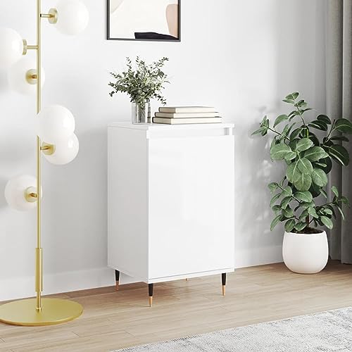 homiuse Sideboard aus Holz Beistellschrank Multifunktionale Möbel für Wohnzimmer Schlafzimmer Büro oder Flur Minimalistischen Design Hochglanz-Weiß 40x35x70 cm von homiuse