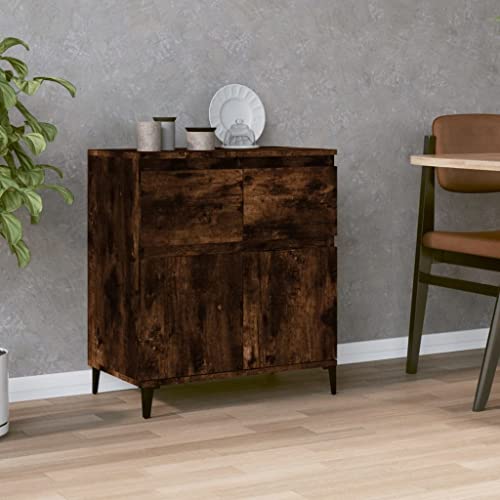 homiuse Sideboard aus Holz Beistellschrank Multifunktionale Möbel für Wohnzimmer Schlafzimmer Büro oder Flur Minimalistischen Design Räuchereiche 60x35x70 cm von homiuse