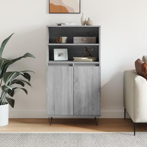 homiuse Sideboard aus Holz Beistellschrank Multifunktionale Möbel für Wohnzimmer Schlafzimmer oder Flur Minimalistischen Design Grau Sonoma 60x36x110 cm von homiuse