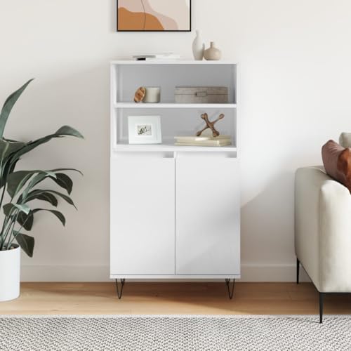 homiuse Sideboard aus Holz Beistellschrank Multifunktionale Möbel für Wohnzimmer Schlafzimmer oder Flur Minimalistischen Design Hochglanz-Weiß 60x36x110 cm homiuse Sideboard aus Holz Beistellschrank Multifunktionale Möbel für Wohnzimmer Schlafzimmer oder Flur Minimalistischen Design Hochglanz-Weiß 60x36x110 cm von homiuse