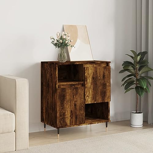 homiuse Sideboard aus Holz Beistellschrank Multifunktionale Möbel für Wohnzimmer Schlafzimmer oder Flur Minimalistischen Design Räuchereiche 60x35x70 cm von homiuse
