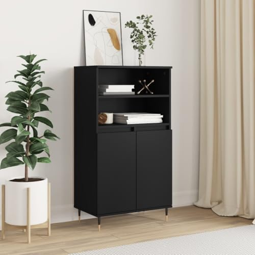 homiuse Sideboard aus Holz Beistellschrank für Wohnzimmer Schlafzimmer oder Flur Multifunktionale Möbel Minimalistischen Design Schwarz 60x36x110 cm homiuse Sideboard aus Holz Beistellschrank für Wohnzimmer Schlafzimmer oder Flur Multifunktionale Möbel Minimalistischen Design Schwarz 60x36x110 cm von homiuse