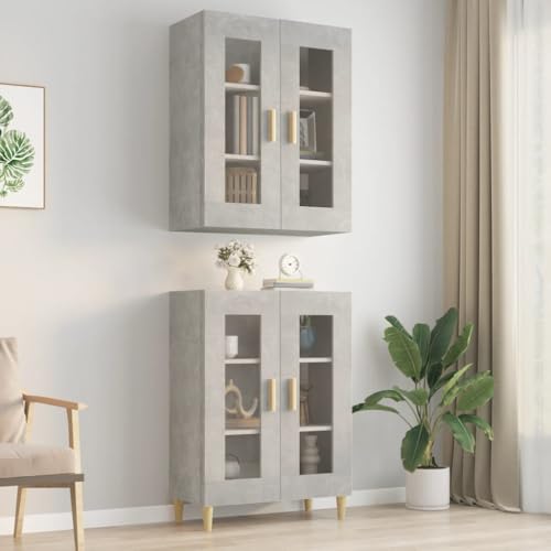 homiuse Sideboard aus Holz Hängeschrank Vielseitiger Organizer für Wohnzimmer Schlafzimmer Büro oder Flur Minimalistischen Design Betongrau 69,5x34x90 cm von homiuse
