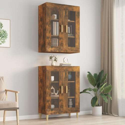homiuse Sideboard aus Holz Hängeschrank Vielseitiger Organizer für Wohnzimmer Schlafzimmer Büro oder Flur Minimalistischen Design Räuchereiche 69,5x34x90 cm von homiuse