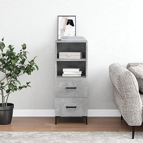 homiuse Sideboard aus Holz Multifunktionale Möbel Beistellschrank für Schlafzimmer Wohnzimmer Büro oder Flur Minimalistischen Design Betongrau 34,5x34x90 cm von homiuse