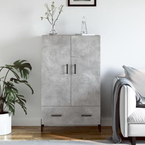 homiuse Sideboard aus Holz Multifunktionale Möbel Beistellschrank für Schlafzimmer Wohnzimmer Büro oder Flur Minimalistischen Design Betongrau 69,5x31x115 cm von homiuse