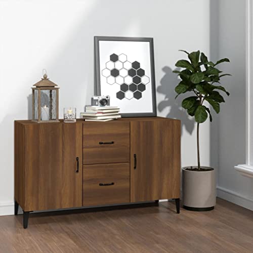 homiuse Sideboard aus Holz Multifunktionale Möbel Beistellschrank für Schlafzimmer Wohnzimmer Büro oder Flur Minimalistischen Design Braun Eichen-Optik 100x36x60 cm von homiuse