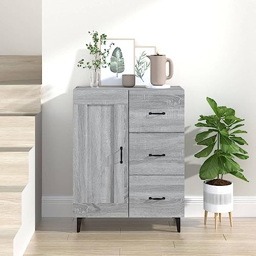 homiuse Sideboard aus Holz Multifunktionale Möbel Beistellschrank für Schlafzimmer Wohnzimmer Büro oder Flur Minimalistischen Design Grau Sonoma 69,5x34x90 cm von homiuse
