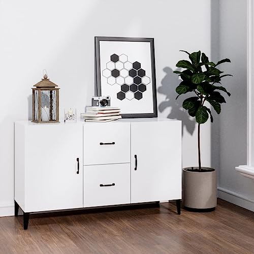 homiuse Sideboard aus Holz Multifunktionale Möbel Beistellschrank für Schlafzimmer Wohnzimmer Büro oder Flur Minimalistischen Design Hochglanz-Weiß 100x36x60 cm von homiuse