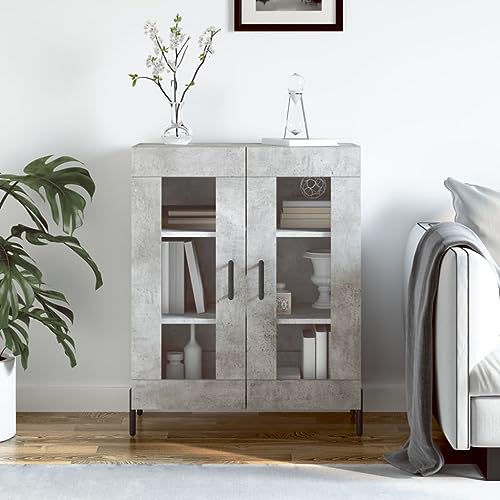 homiuse Sideboard aus Holz Multifunktionale Möbel Beistellschrank für Schlafzimmer Wohnzimmer oder Flur Minimalistischen Design Betongrau 69,5x34x90 cm von homiuse
