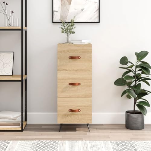 homiuse Sideboard aus Holz Multifunktionale Möbel Beistellschrank für Schlafzimmer Wohnzimmer oder Flur Minimalistischen Design Sonoma-Eiche 34,5x34x90 cm von homiuse