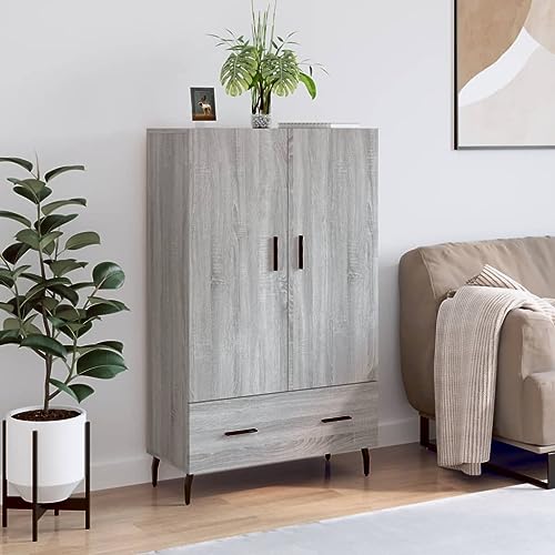 homiuse Sideboard aus Holz Multifunktionale Möbel Beistellschrank für Wohnzimmer Schlafzimmer Büro oder Flur Minimalistischen Design Grau Sonoma 69,5x31x115 cm von homiuse