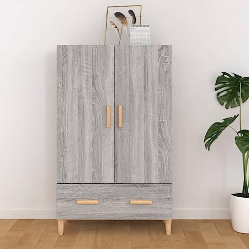 homiuse Sideboard aus Holz Multifunktionale Möbel Beistellschrank für Wohnzimmer Schlafzimmer Büro oder Flur Minimalistischen Design Grau Sonoma 70x31x115 cm von homiuse