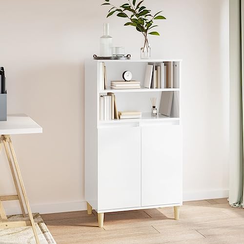 homiuse Sideboard aus Holz Multifunktionale Möbel Beistellschrank für Wohnzimmer Schlafzimmer Büro oder Flur Minimalistischen Design Hochglanz-Weiß 60x36x110 cm homiuse Sideboard aus Holz Multifunktionale Möbel Beistellschrank für Wohnzimmer Schlafzimmer Büro oder Flur Minimalistischen Design Hochglanz-Weiß 60x36x110 cm von homiuse
