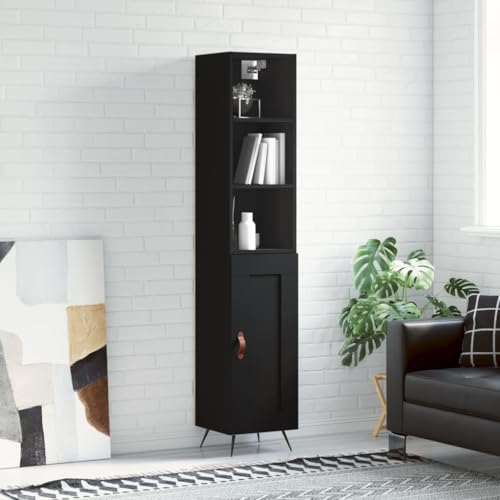 homiuse Sideboard aus Holz Multifunktionale Möbel Beistellschrank für Wohnzimmer Schlafzimmer Büro oder Flur Minimalistischen Design Schwarz 34,5x34x180 cm von homiuse