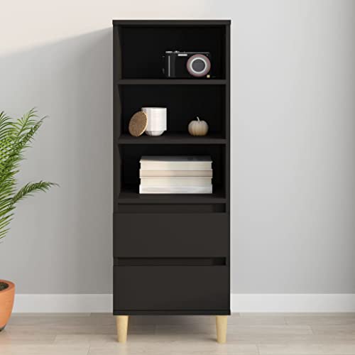 homiuse Sideboard aus Holz Multifunktionale Möbel Beistellschrank für Wohnzimmer Schlafzimmer Büro oder Flur Minimalistischen Design Schwarz 40x36x110 cm von homiuse