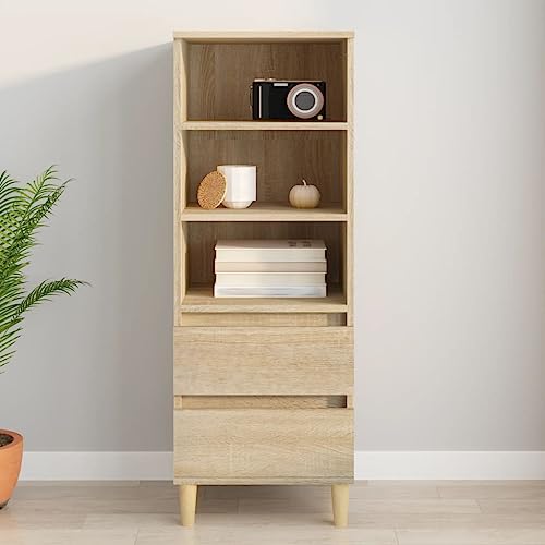 homiuse Sideboard aus Holz Multifunktionale Möbel Beistellschrank für Wohnzimmer Schlafzimmer Büro oder Flur Minimalistischen Design Sonoma-Eiche 40x36x110 cm von homiuse