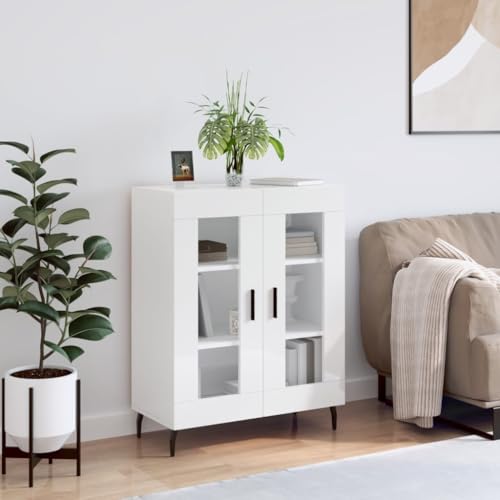 homiuse Sideboard aus Holz Multifunktionale Möbel Beistellschrank für Wohnzimmer Schlafzimmer oder Flur Minimalistischen Design Hochglanz-Weiß 69,5x34x90 cm homiuse Sideboard aus Holz Multifunktionale Möbel Beistellschrank für Wohnzimmer Schlafzimmer oder Flur Minimalistischen Design Hochglanz-Weiß 69,5x34x90 cm von homiuse