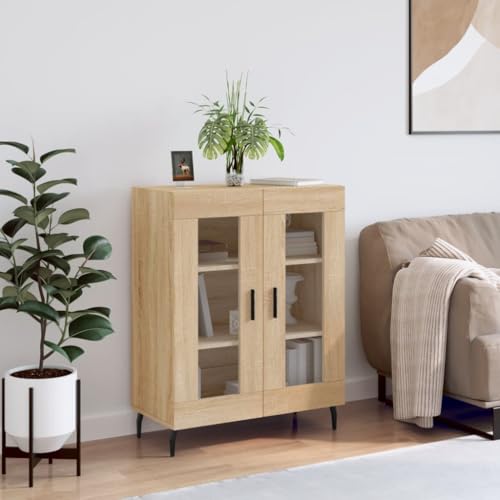 homiuse Sideboard aus Holz Multifunktionale Möbel Beistellschrank für Wohnzimmer Schlafzimmer oder Flur Minimalistischen Design Sonoma-Eiche 69,5x34x90 cm von homiuse