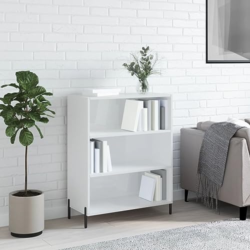 homiuse Sideboard aus Holz Multifunktionale Möbel für Schlafzimmer Wohnzimmer Büro oder Flur Beistellschrank Minimalistischen Design Hochglanz-Weiß 69,5x32,5x90 cm von homiuse