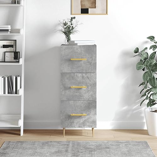 homiuse Sideboard aus Holz Multifunktionale Möbel für Wohnzimmer Schlafzimmer Büro oder Flur Beistellschrank Minimalistischen Design Betongrau 34,5x34x90 cm von homiuse