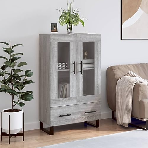 homiuse Sideboard aus Holz Multifunktionale Möbel für Wohnzimmer Schlafzimmer Büro oder Flur Beistellschrank Minimalistischen Design Grau Sonoma 69,5x31x115 cm von homiuse