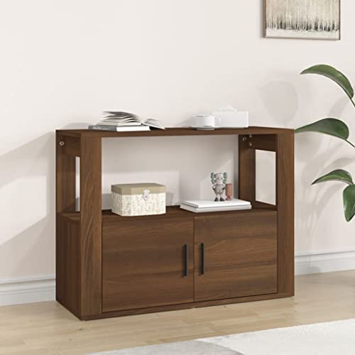 homiuse Sideboard aus Holz Multifunktionale Möbel für Wohnzimmer Schlafzimmer Büro oder Flur Minimalistischen Design Beistellschrank Braun Eichen-Optik 80x30x60 cm von homiuse