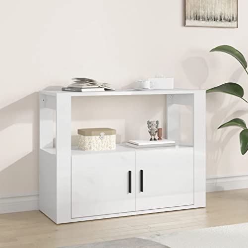 homiuse Sideboard aus Holz Multifunktionale Möbel für Wohnzimmer Schlafzimmer Büro oder Flur Minimalistischen Design Beistellschrank Hochglanz-Weiß 80x30x60 cm homiuse Sideboard aus Holz Multifunktionale Möbel für Wohnzimmer Schlafzimmer Büro oder Flur Minimalistischen Design Beistellschrank Hochglanz-Weiß 80x30x60 cm von homiuse