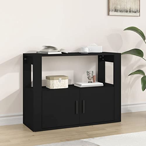 homiuse Sideboard aus Holz Multifunktionale Möbel für Wohnzimmer Schlafzimmer Büro oder Flur Minimalistischen Design Beistellschrank Schwarz 80x30x60 cm von homiuse