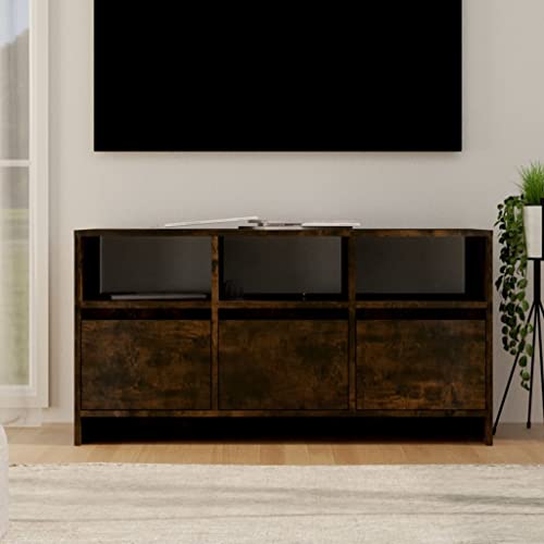 homiuse TV Board Räuchereiche 102x37,5x52,5 cm Holzwerkstoff Fernsehschrank Fernsehtisch TV Lowboard TV Kommode Fernseher Schrank TV Schrank TV Unterschrank TV Board Hochglanz von homiuse